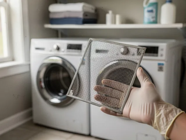 North Smithfield Dryer Vent Cleaning specialist performing detailed lint trap cleaning service in North Smithfield