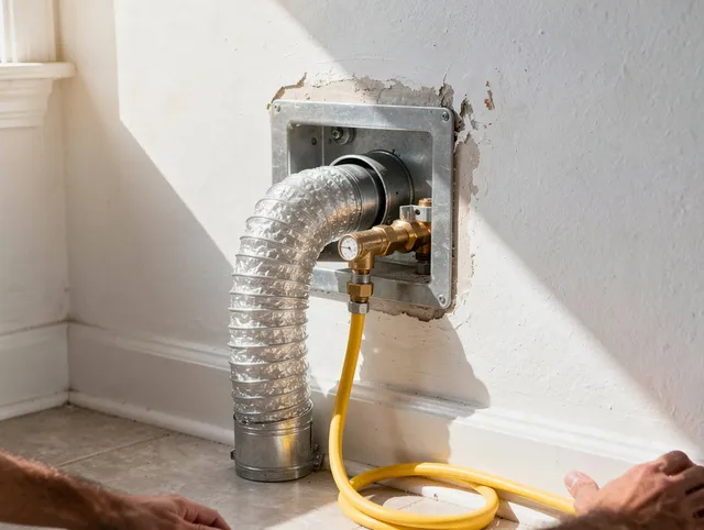 North Smithfield Dryer Vent Cleaning certified technician performing specialized gas dryer vent cleaning in North Smithfield